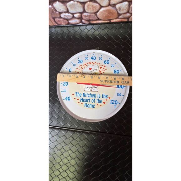 10" Vintage Thermometer "The Kitchen Is The Heart Of The Home" Made In Hong Kong - Picture 5 of 5